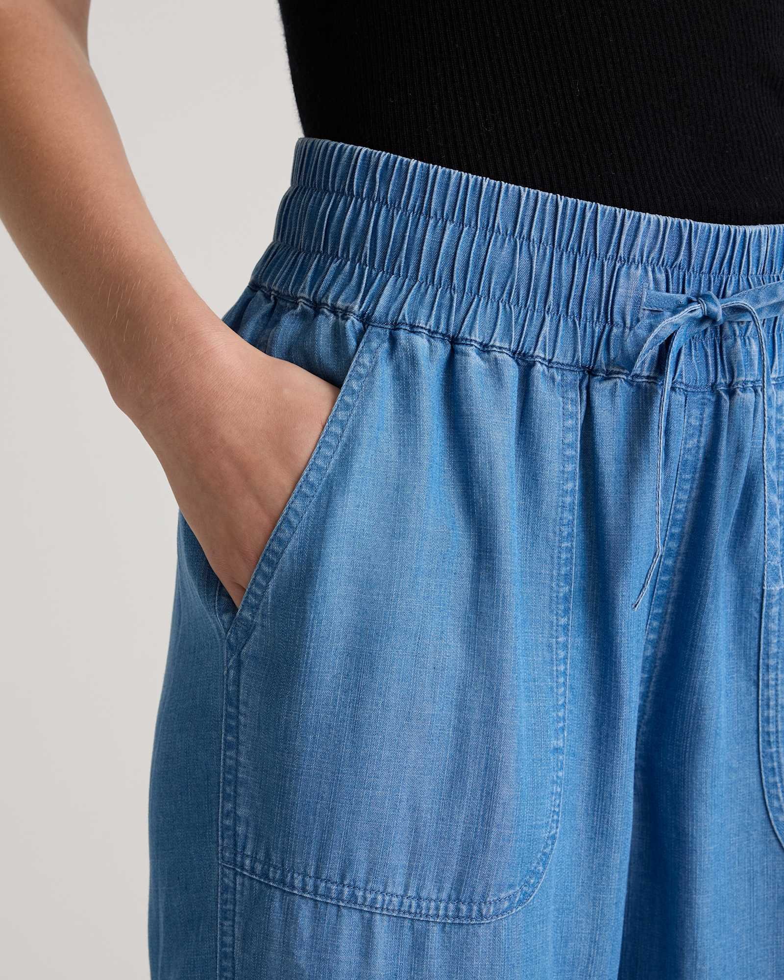 Pull-On Tencel Chambray Pants - 图片 3