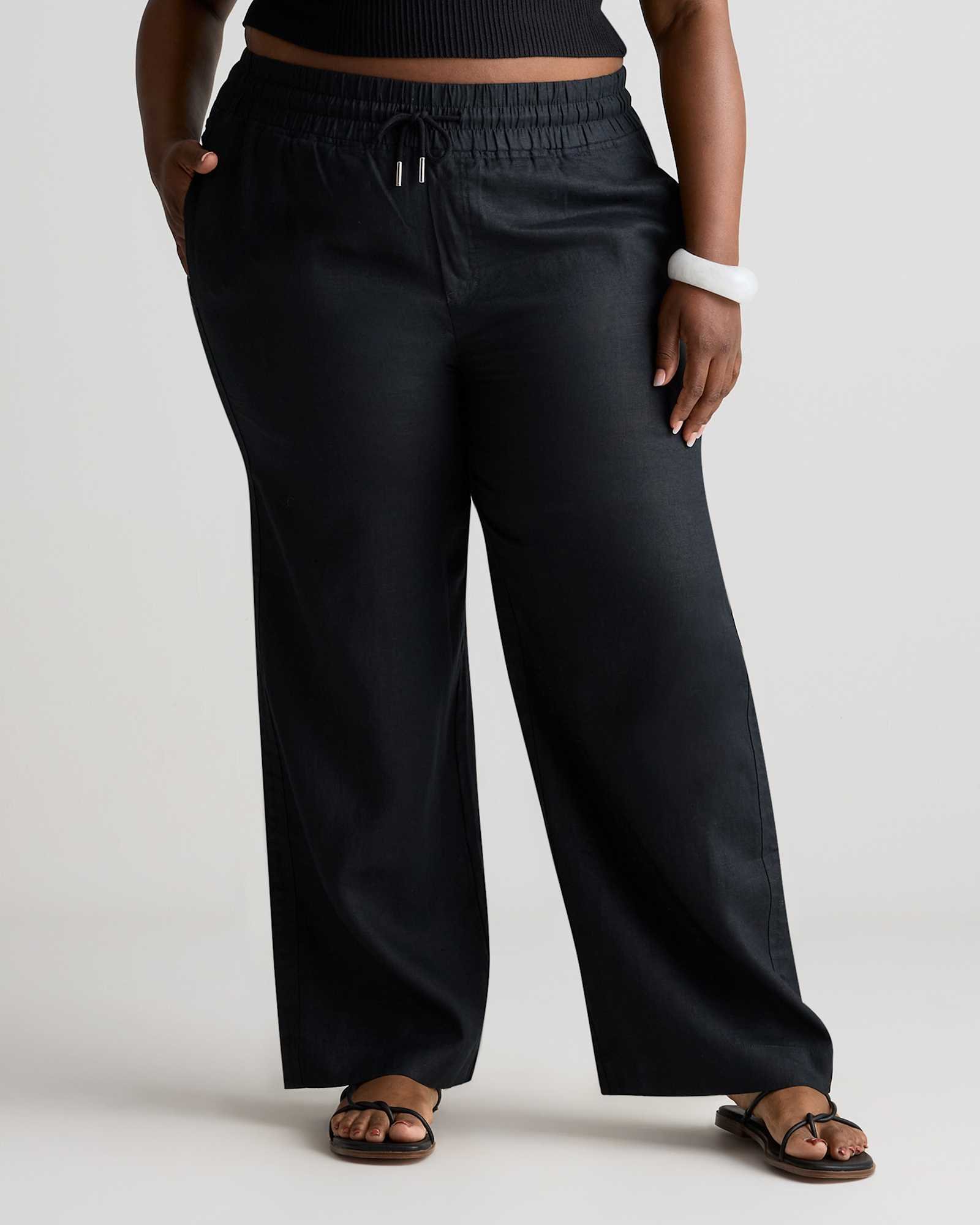 100% European Linen Wide Leg Pants - Plus Size