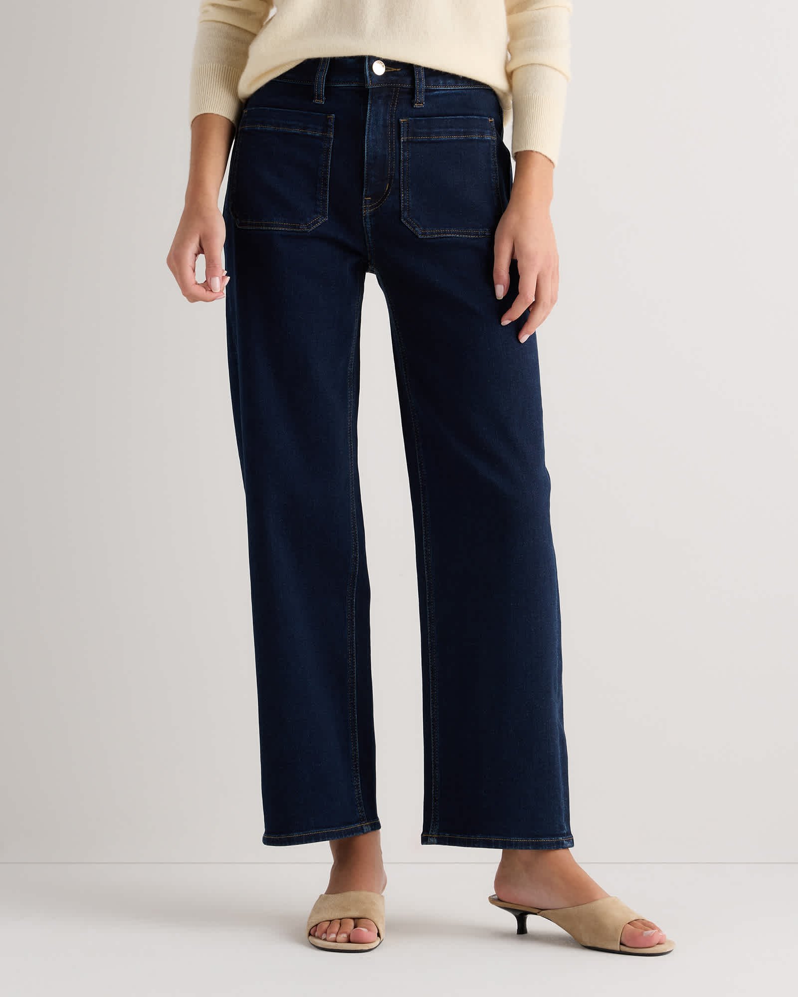 Bella Stretch Patch Pocket Wide Leg Jeans