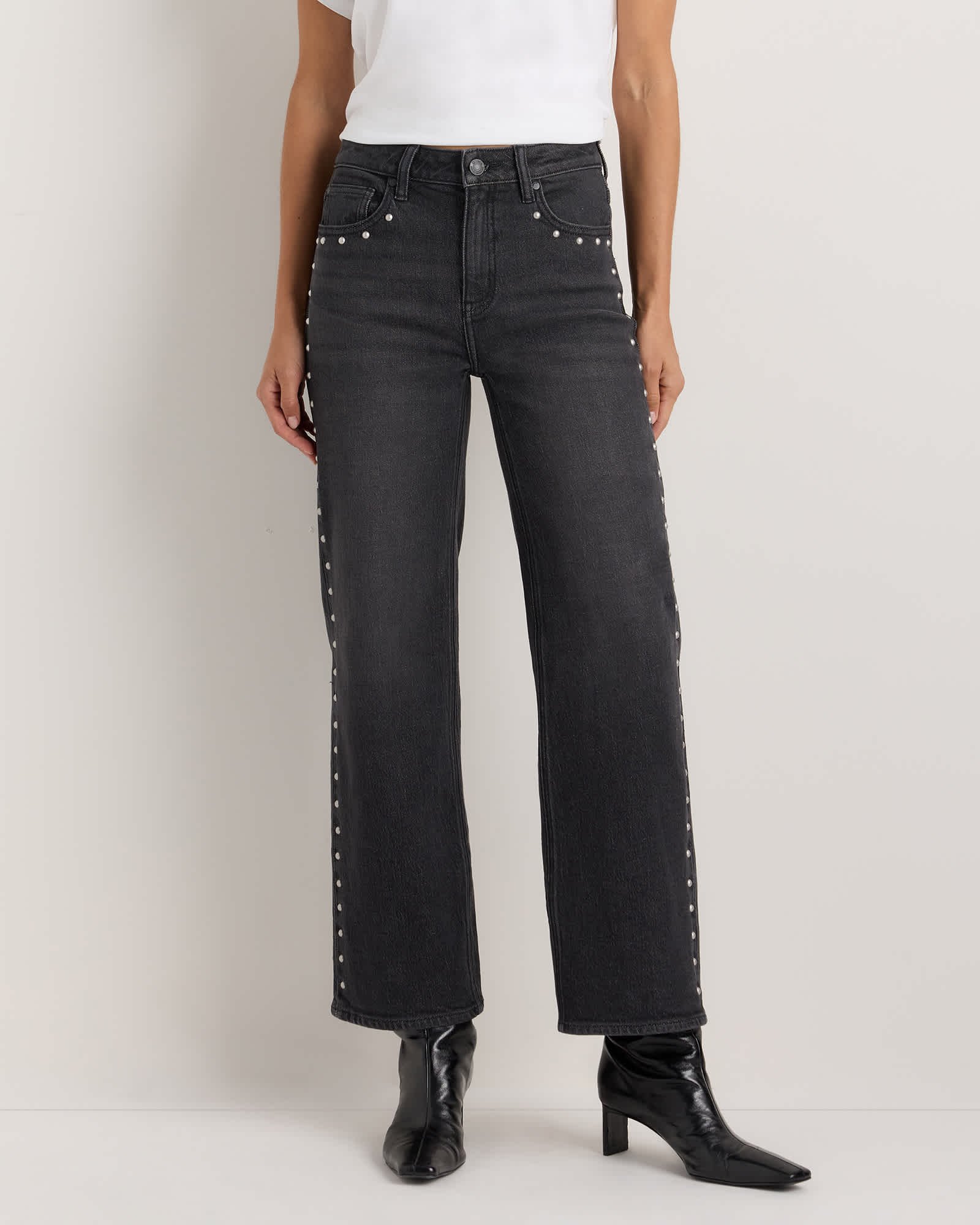 Bella Studded Relaxed Straight Jeans