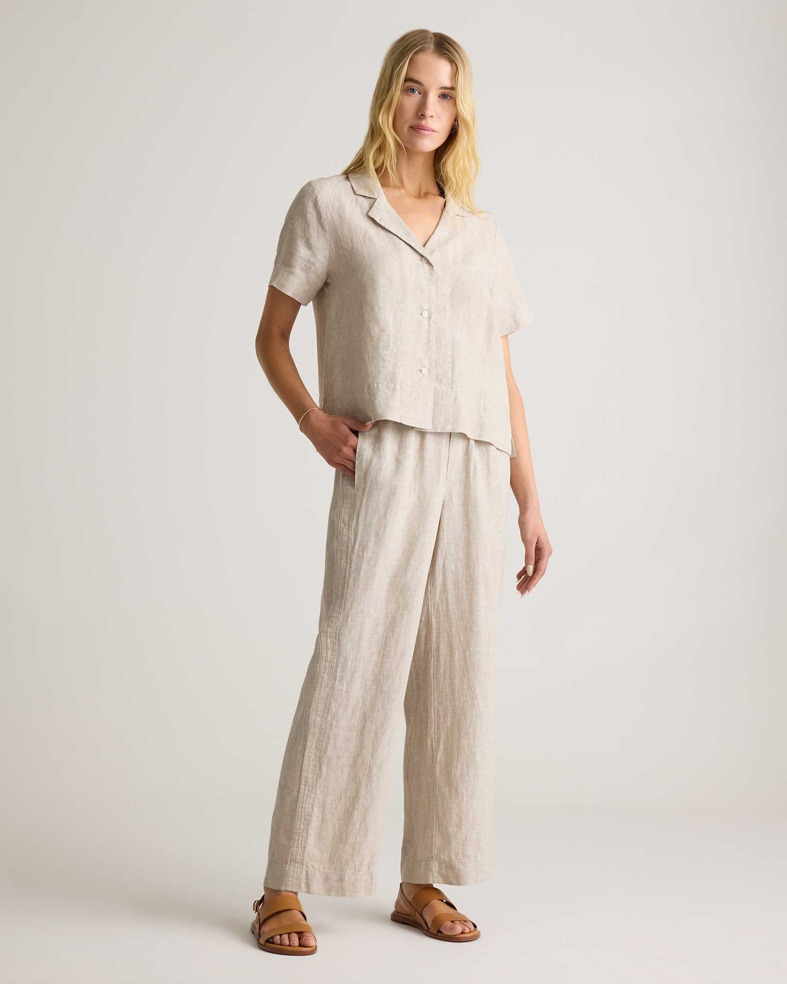 100% European Linen Wide Leg Pants - 图片 5