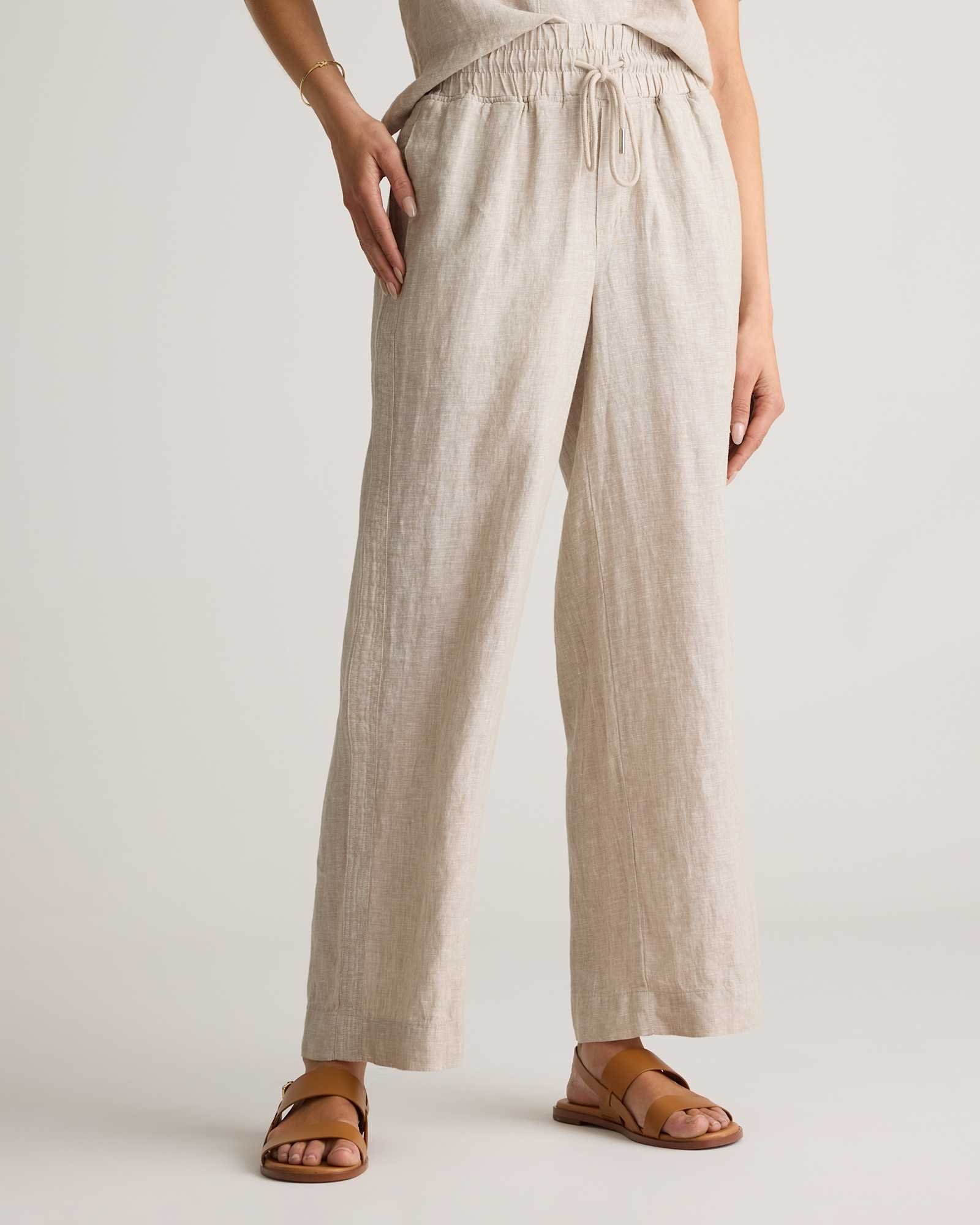 100% European Linen Wide Leg Pants - 图片 6