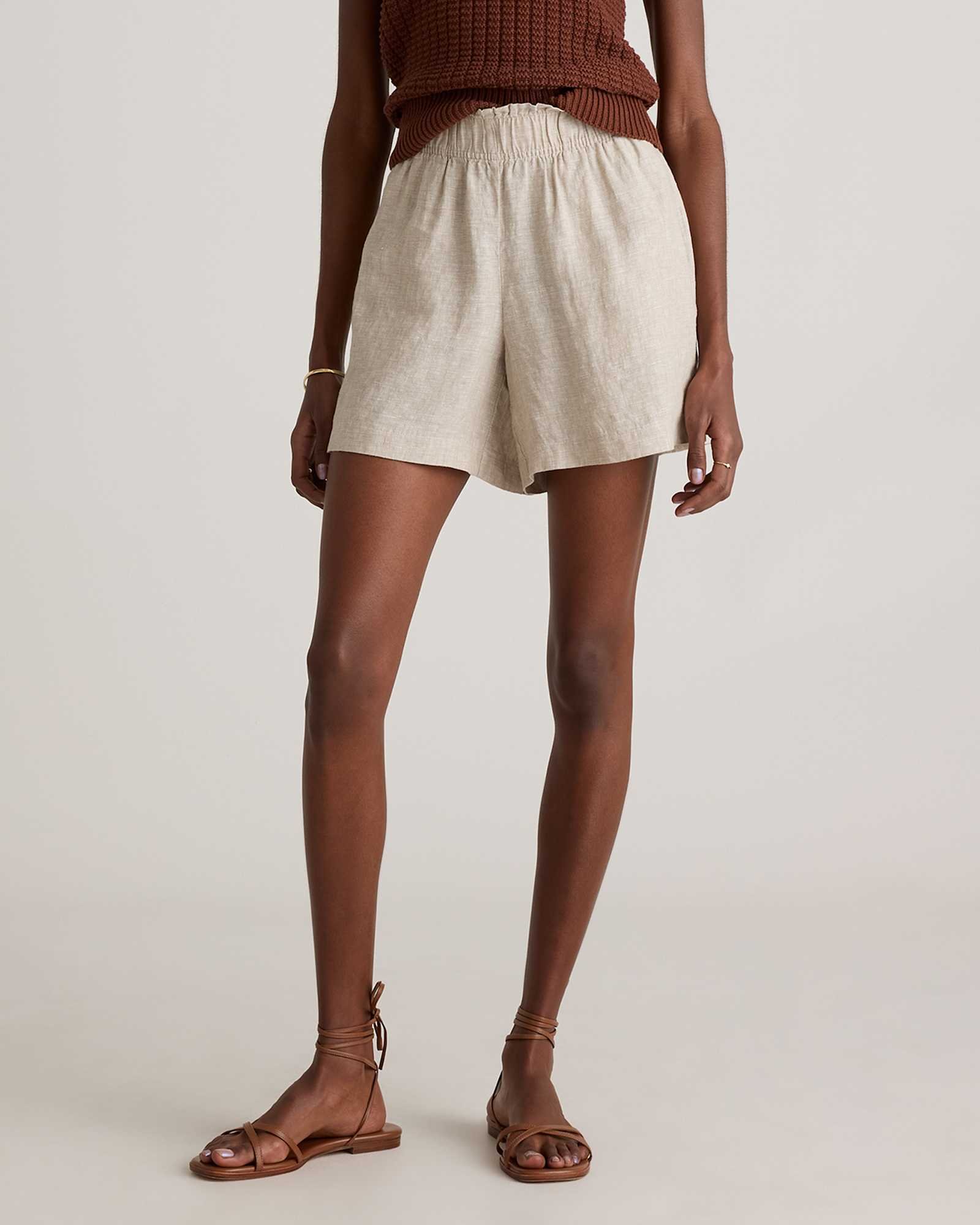 100% European Linen High Waisted Short