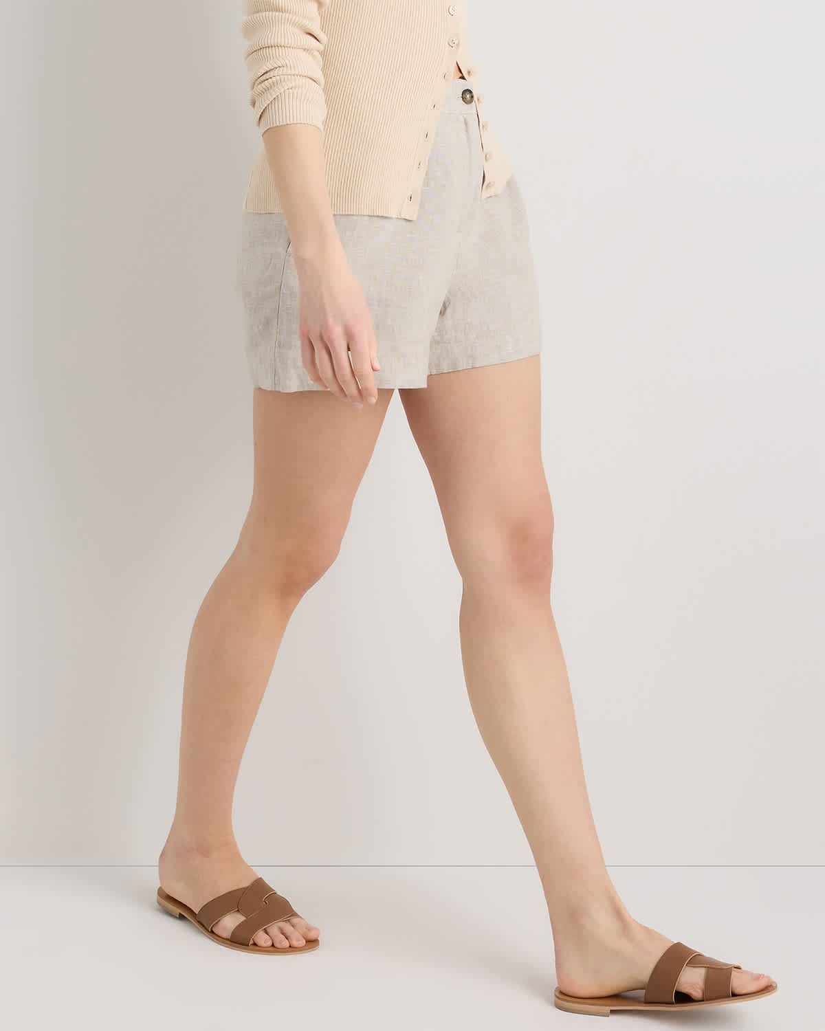100% European Linen Trouser Shorts - 图片 3
