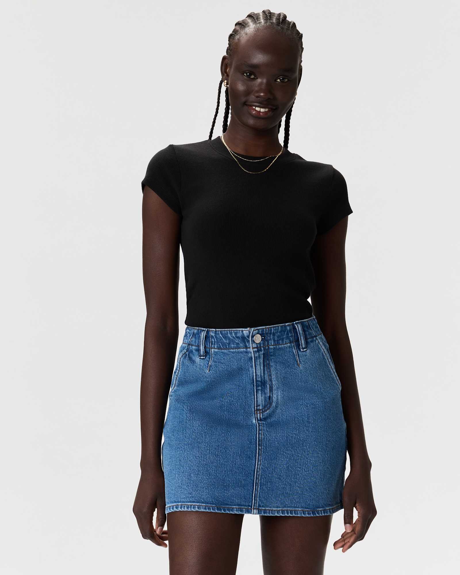 Stretch Denim Mini Skirt