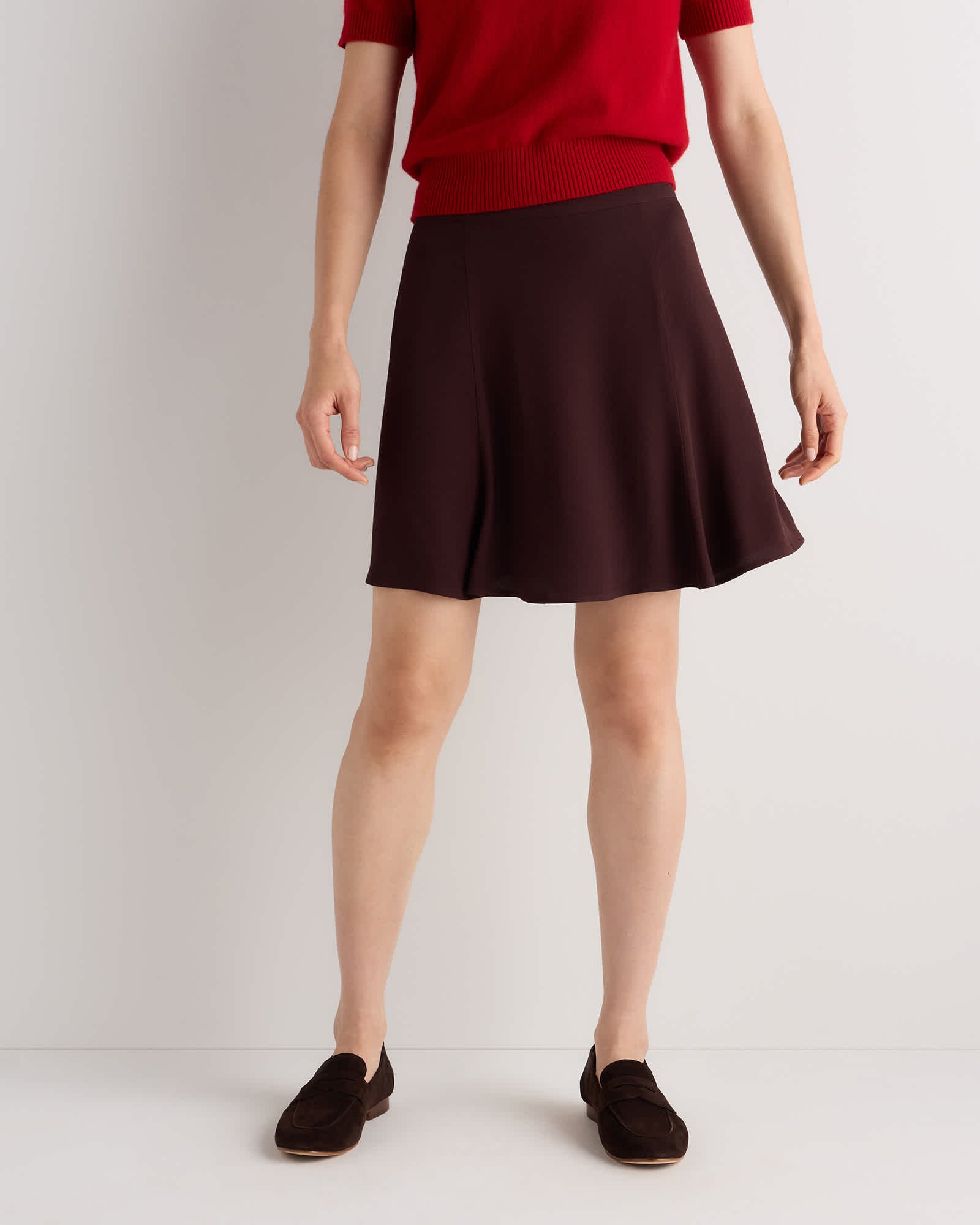 Lightweight Crepe A-Line Mini Skirt
