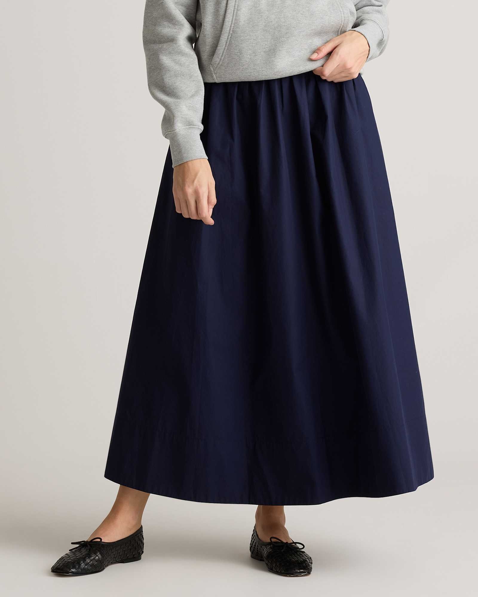 100% Organic Cotton Poplin A-line Maxi Skirt