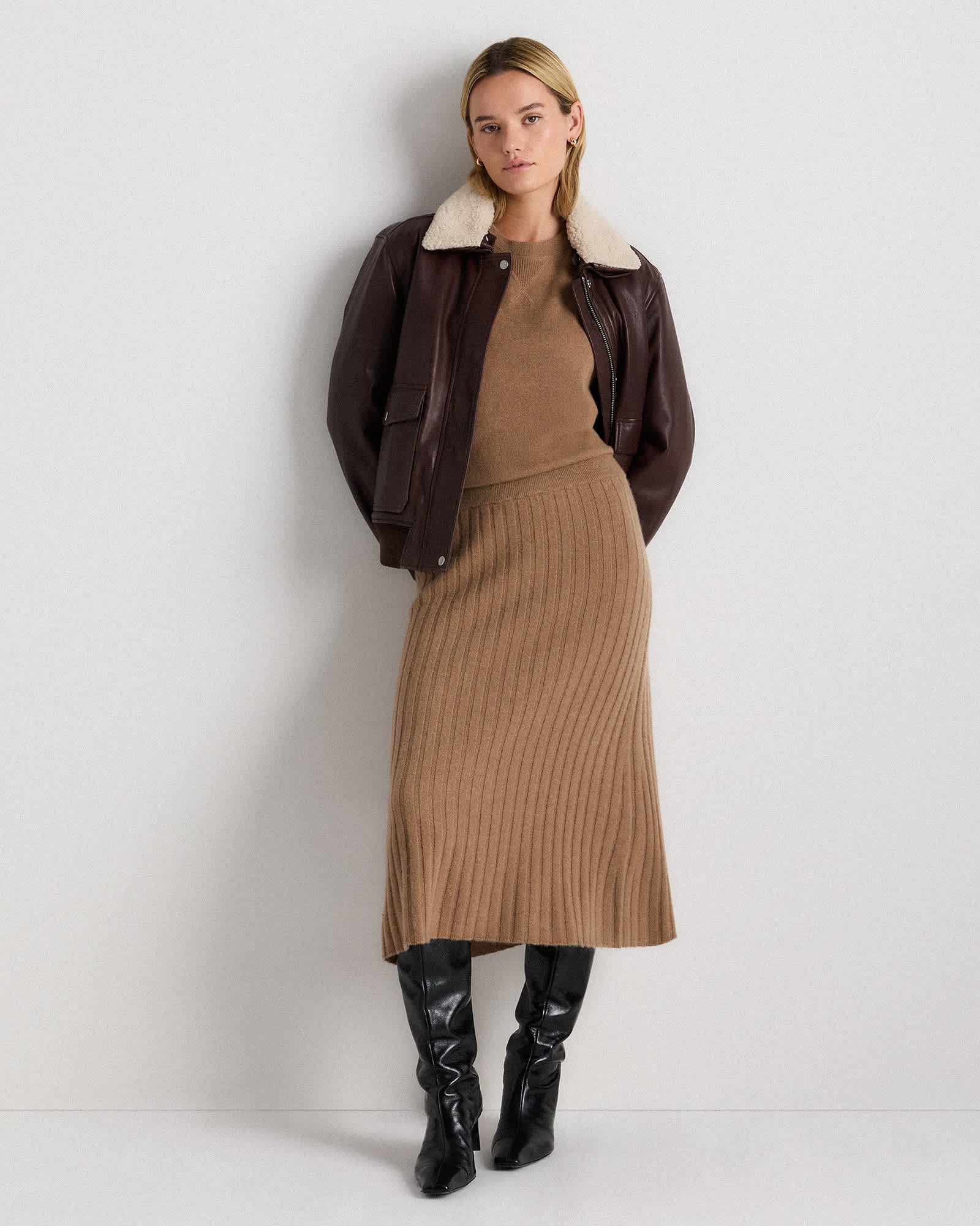 Mongolian Cashmere Midi Skirt - 图片 2