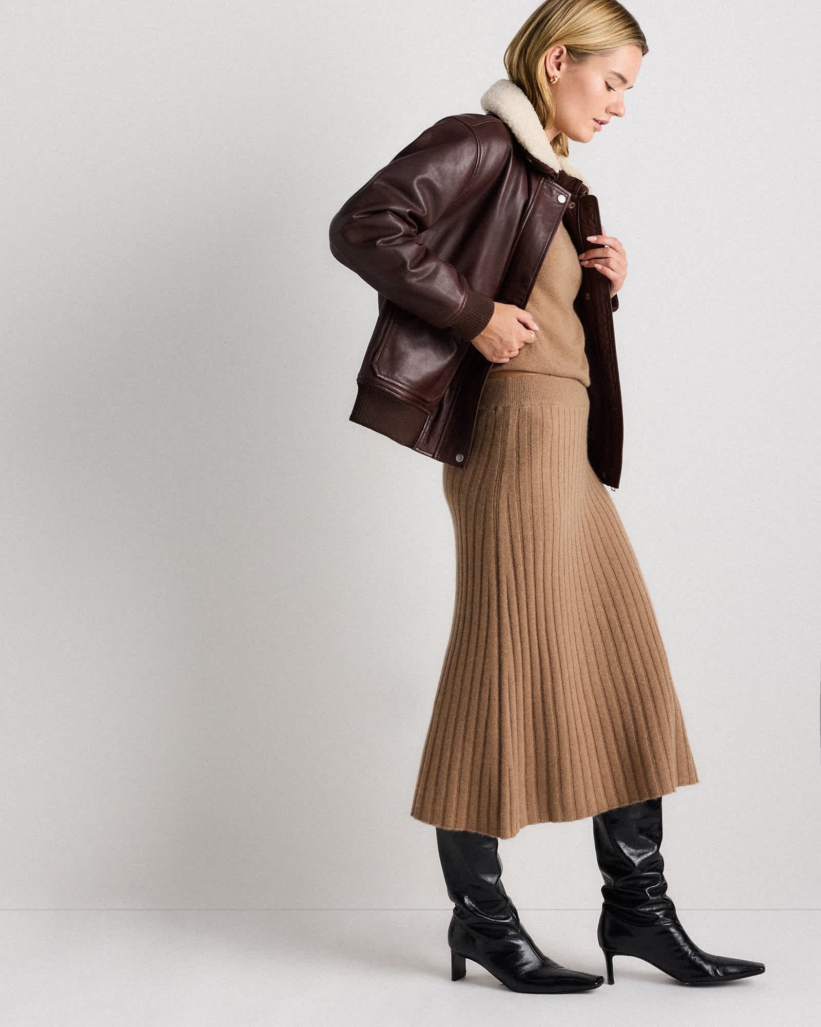 Mongolian Cashmere Midi Skirt - 图片 3