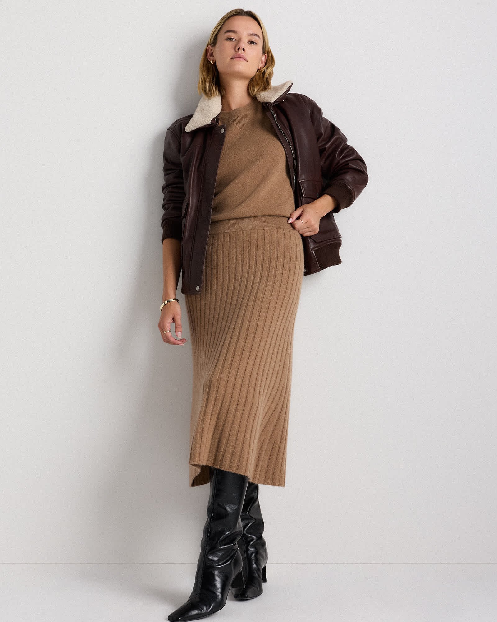 Mongolian Cashmere Midi Skirt - 图片 4