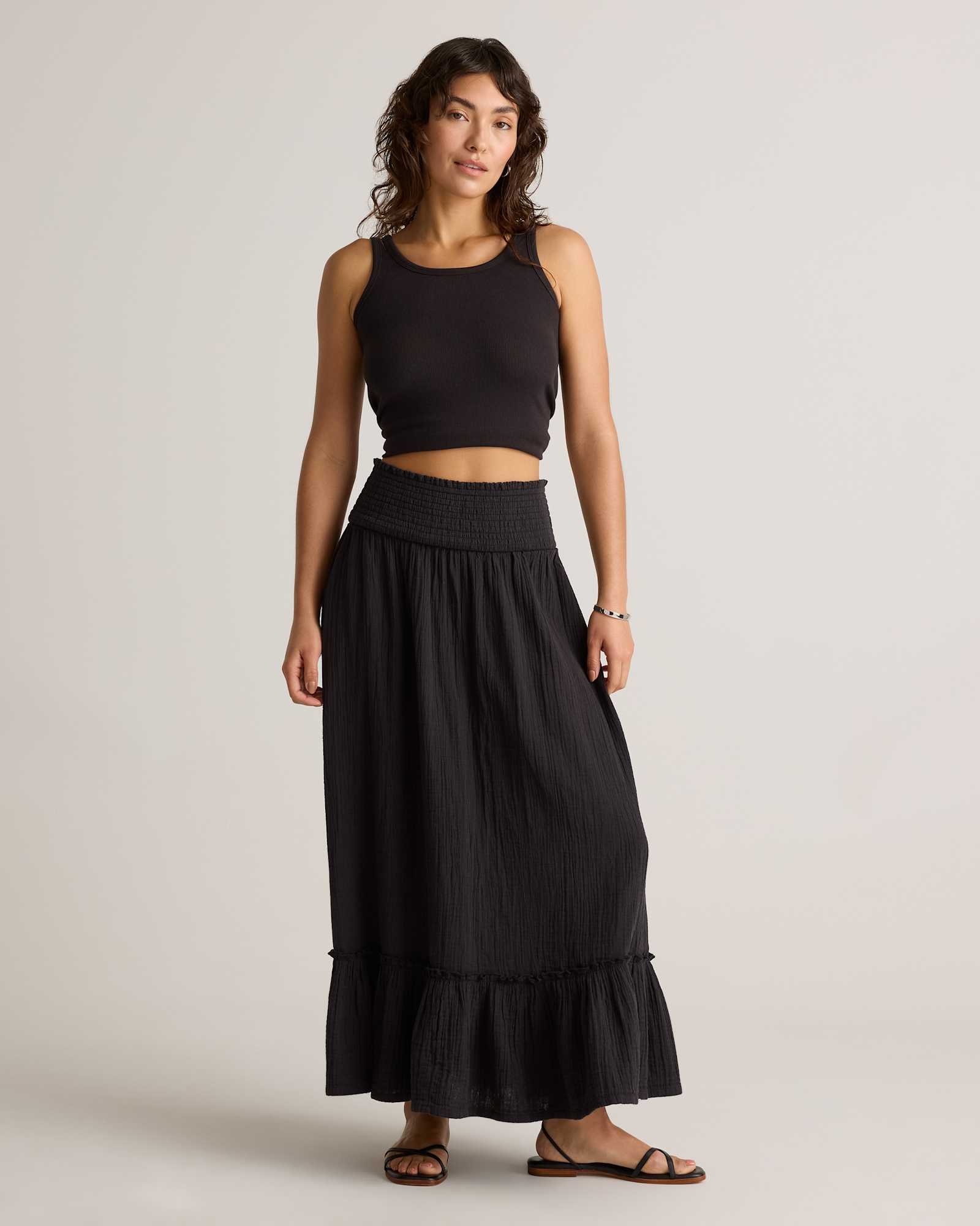Organic Cotton Gauze Smocked Maxi Skirt - 图片 2
