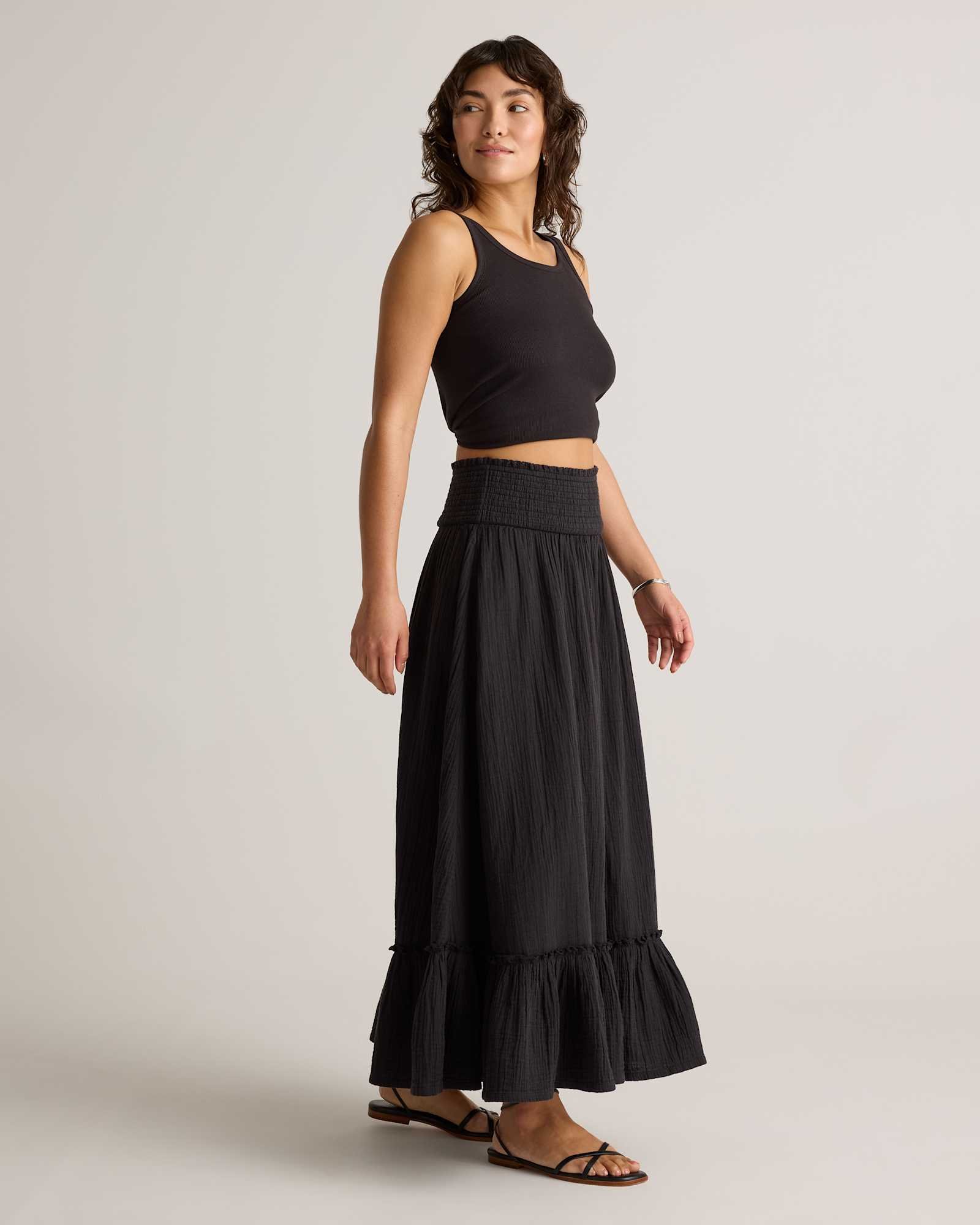 Organic Cotton Gauze Smocked Maxi Skirt - 图片 4
