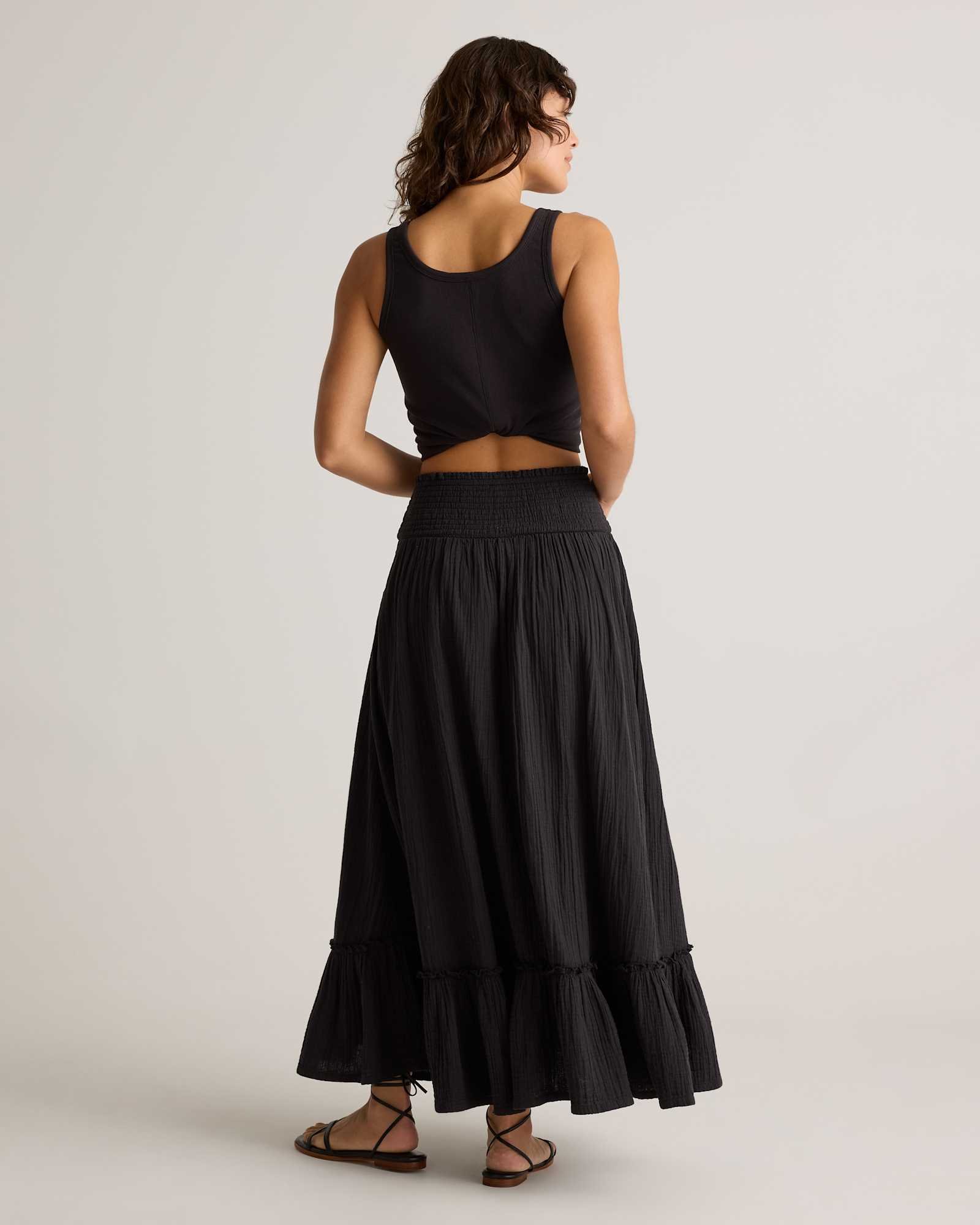 Organic Cotton Gauze Smocked Maxi Skirt - 图片 6