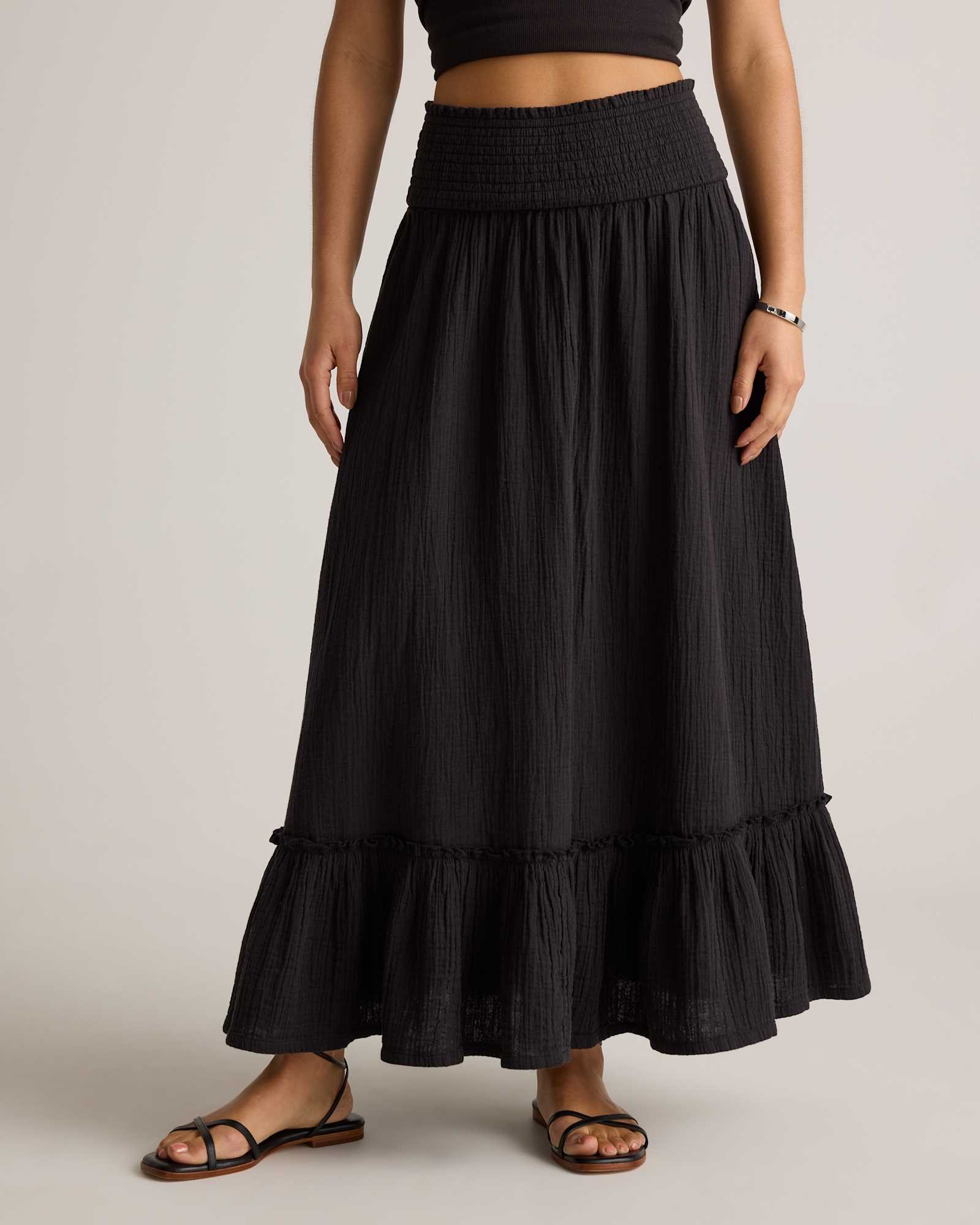 Organic Cotton Gauze Smocked Maxi Skirt - 图片 5
