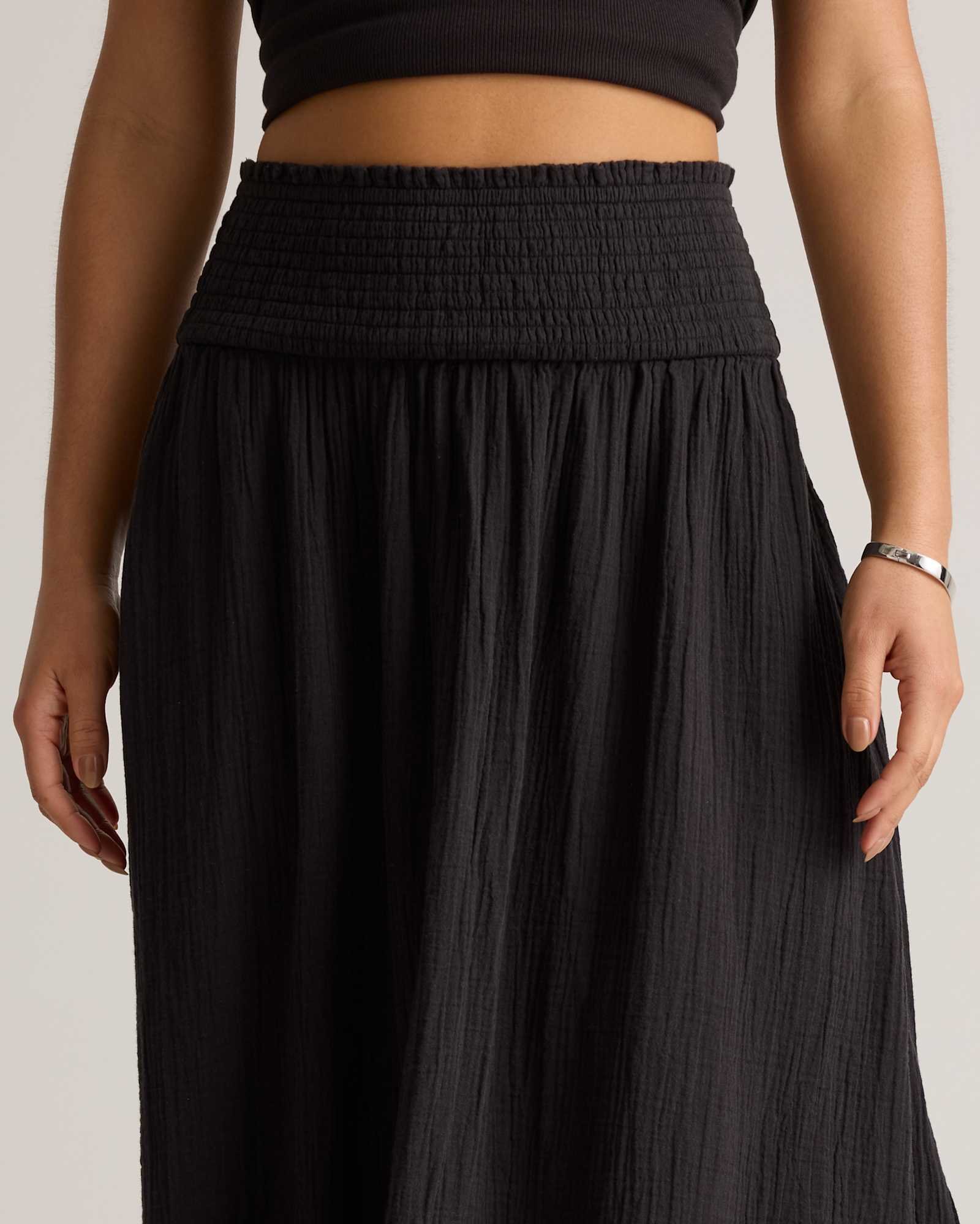 Organic Cotton Gauze Smocked Maxi Skirt - 图片 3