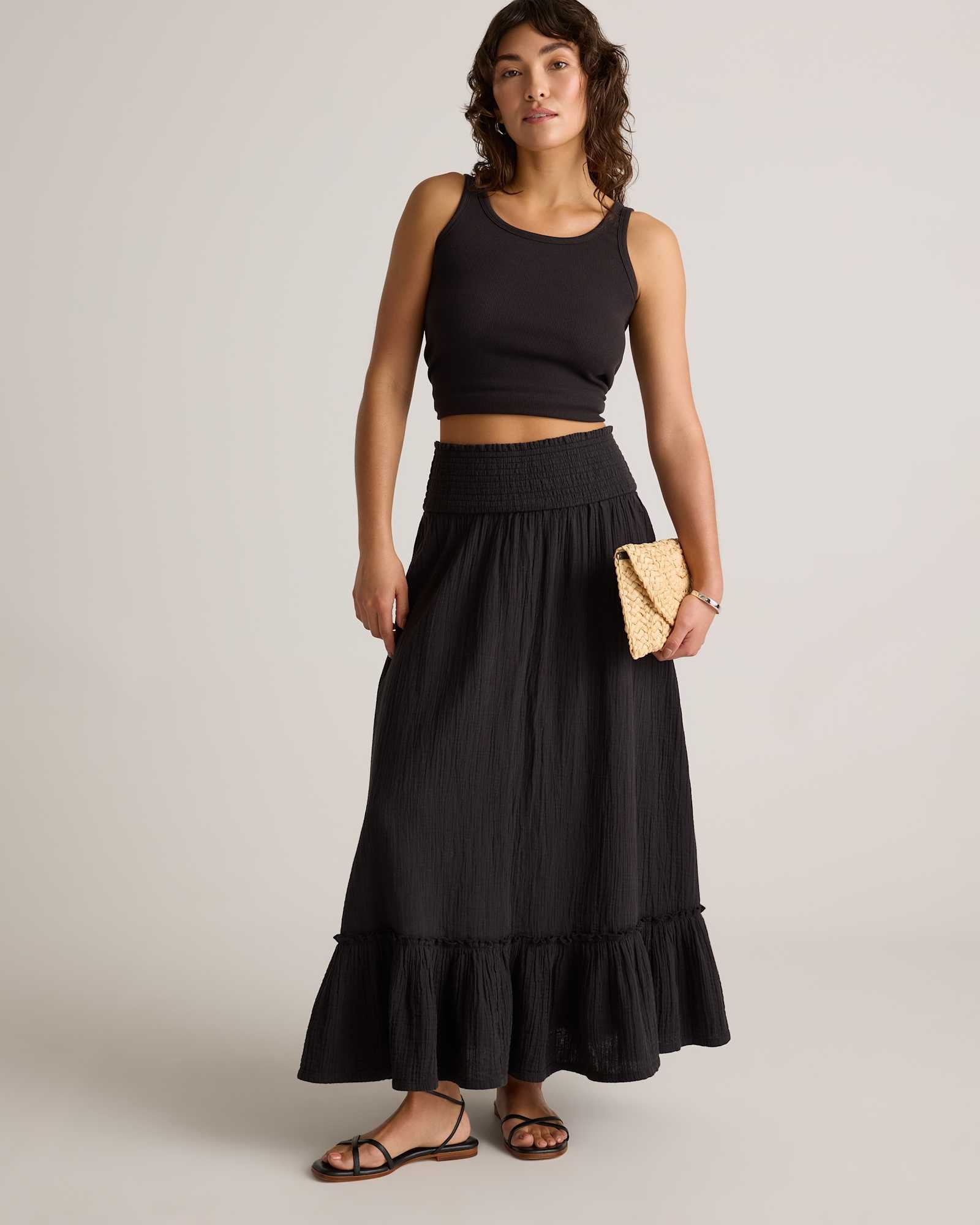 Organic Cotton Gauze Smocked Maxi Skirt - 图片 7