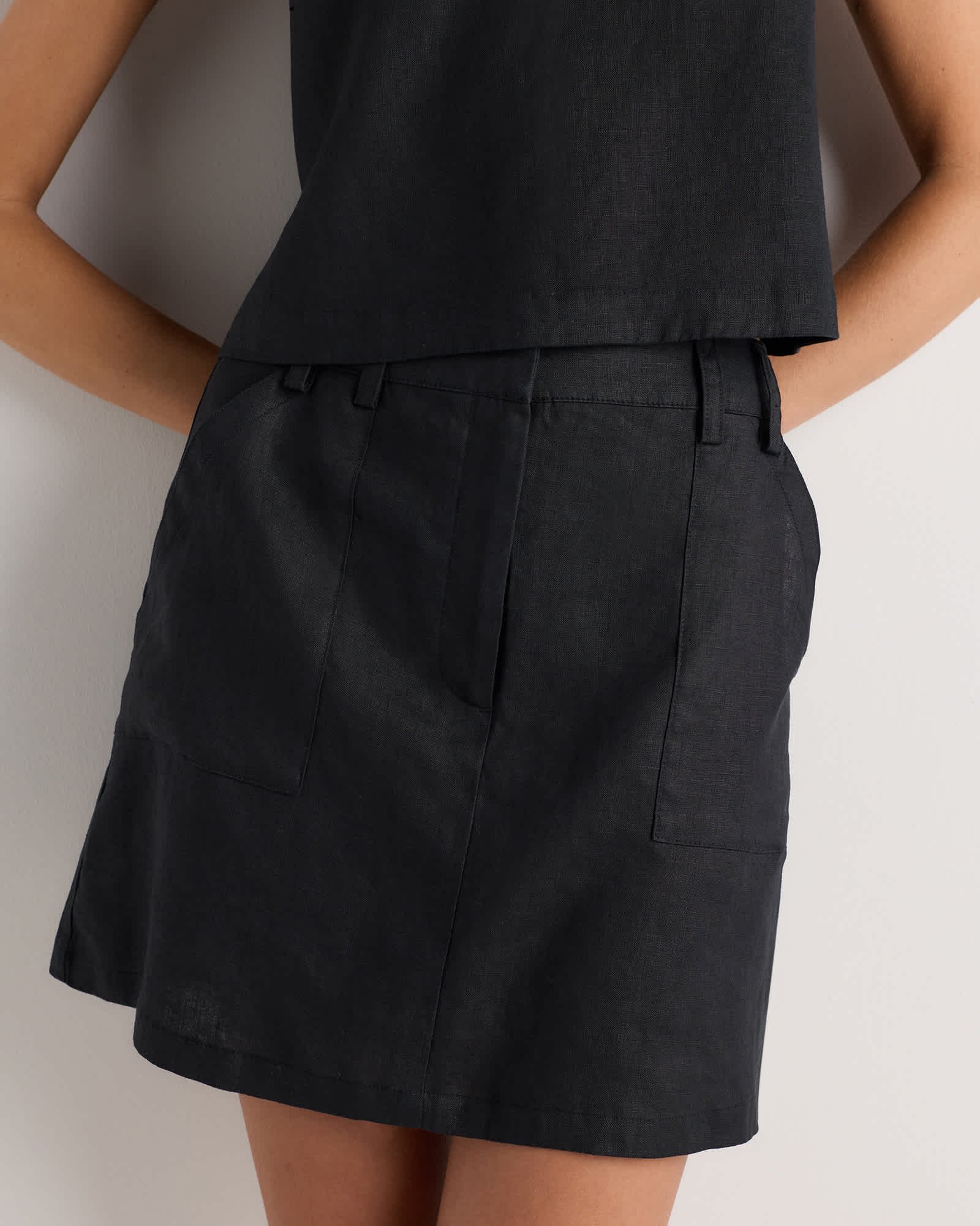 100% European Linen Utility Skort - 图片 3