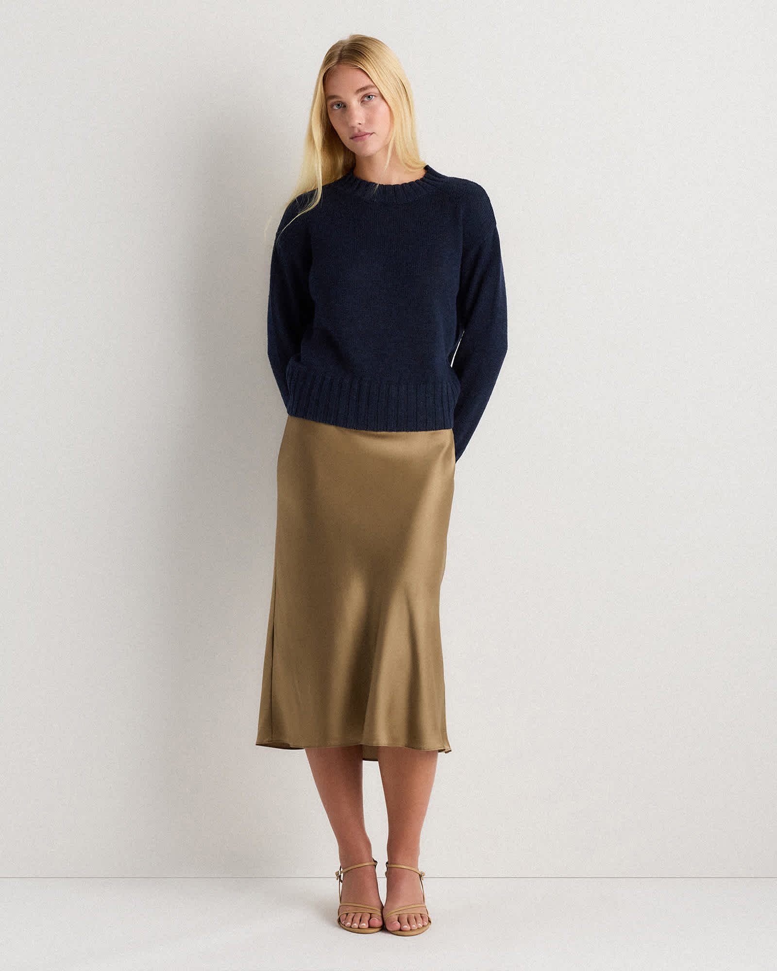 Cotton Linen Relaxed Crew Sweater - 图片 2