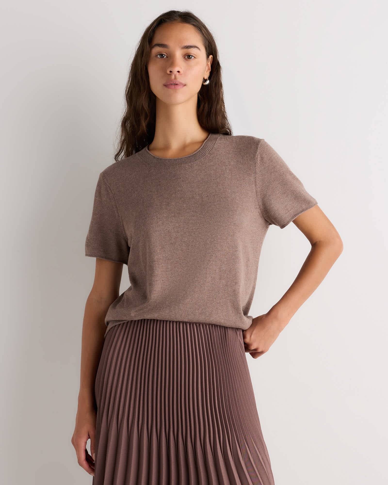 Lightweight Cotton Cashmere Relaxed Sweater Tee