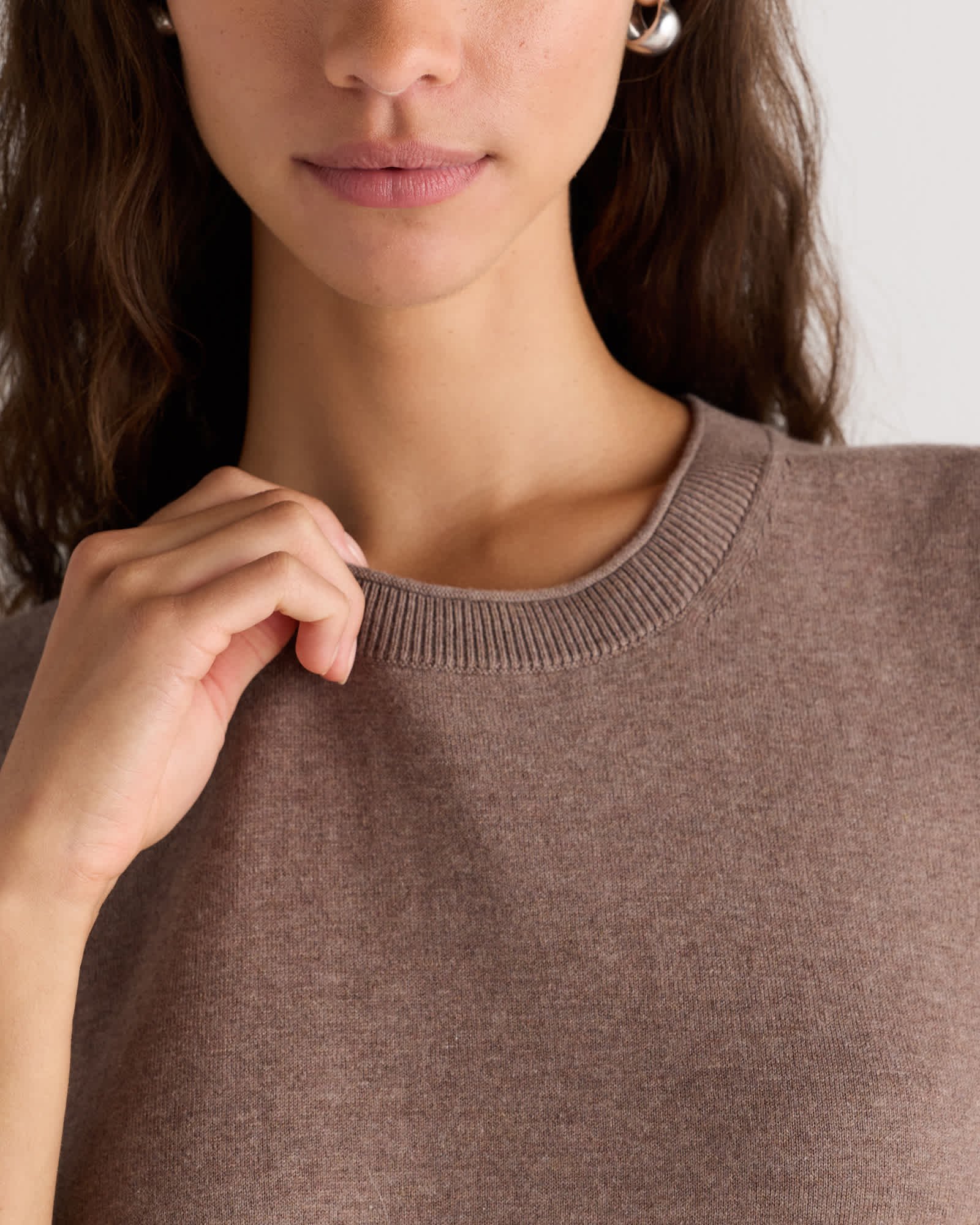 Lightweight Cotton Cashmere Relaxed Sweater Tee - 图片 4