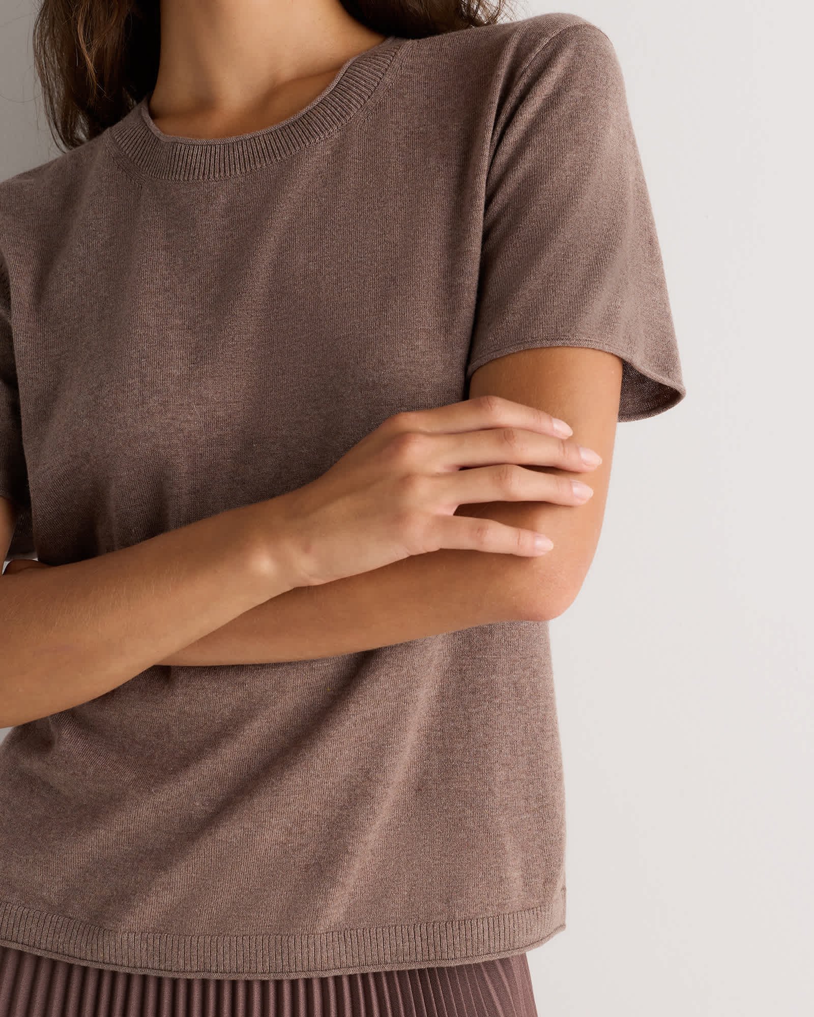 Lightweight Cotton Cashmere Relaxed Sweater Tee - 图片 5