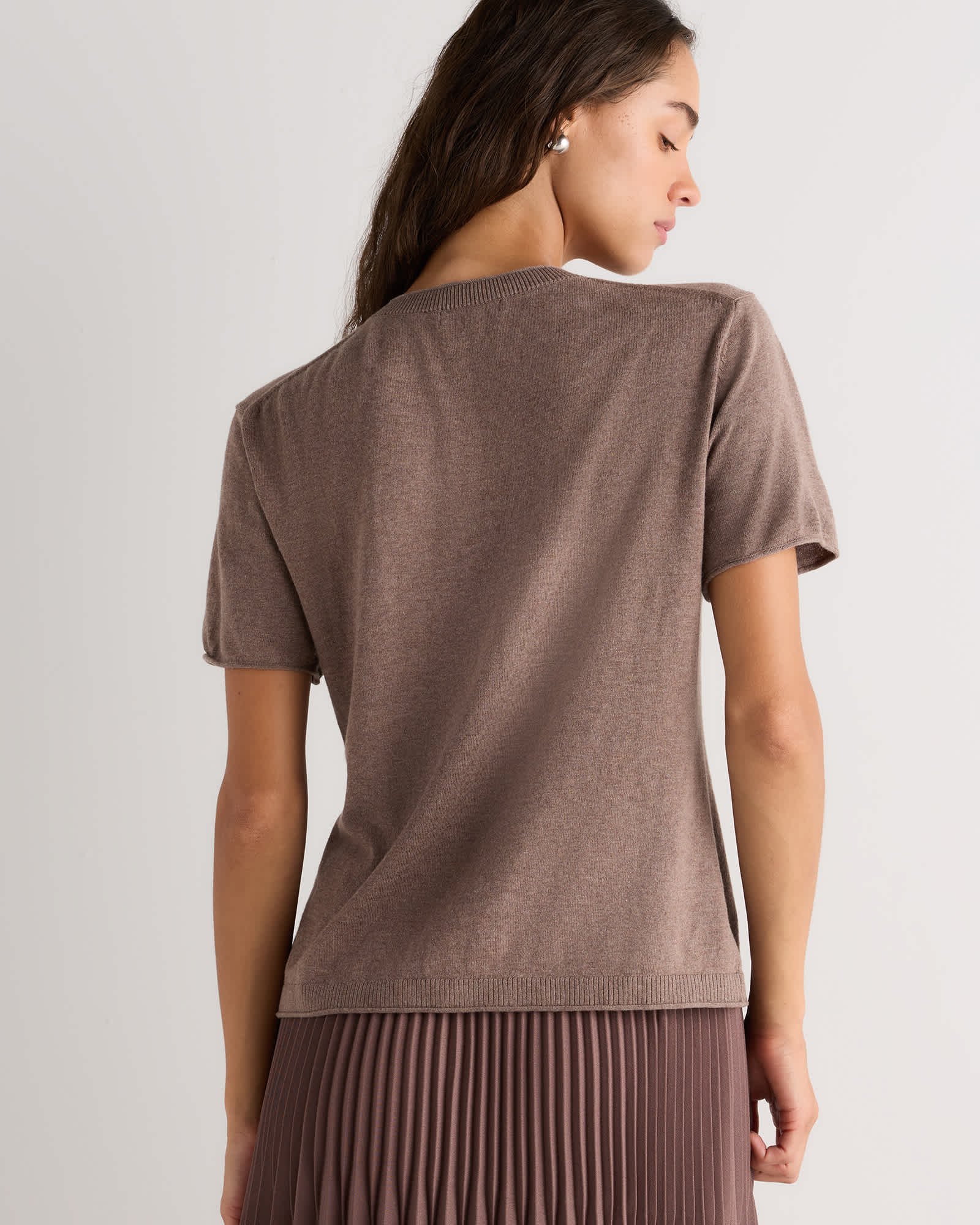 Lightweight Cotton Cashmere Relaxed Sweater Tee - 图片 6