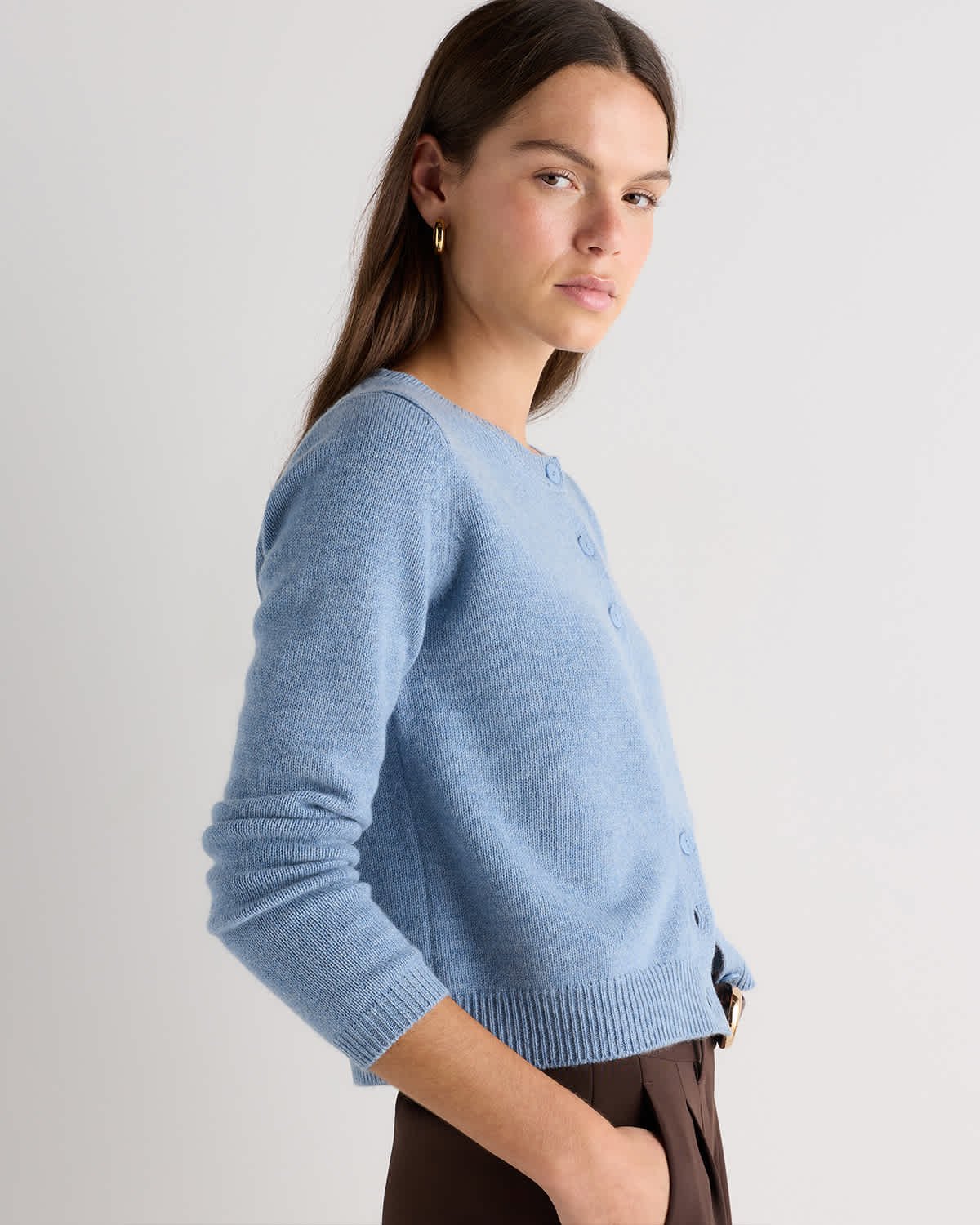 Mongolian Cashmere Cropped Crew Cardigan - 图片 3