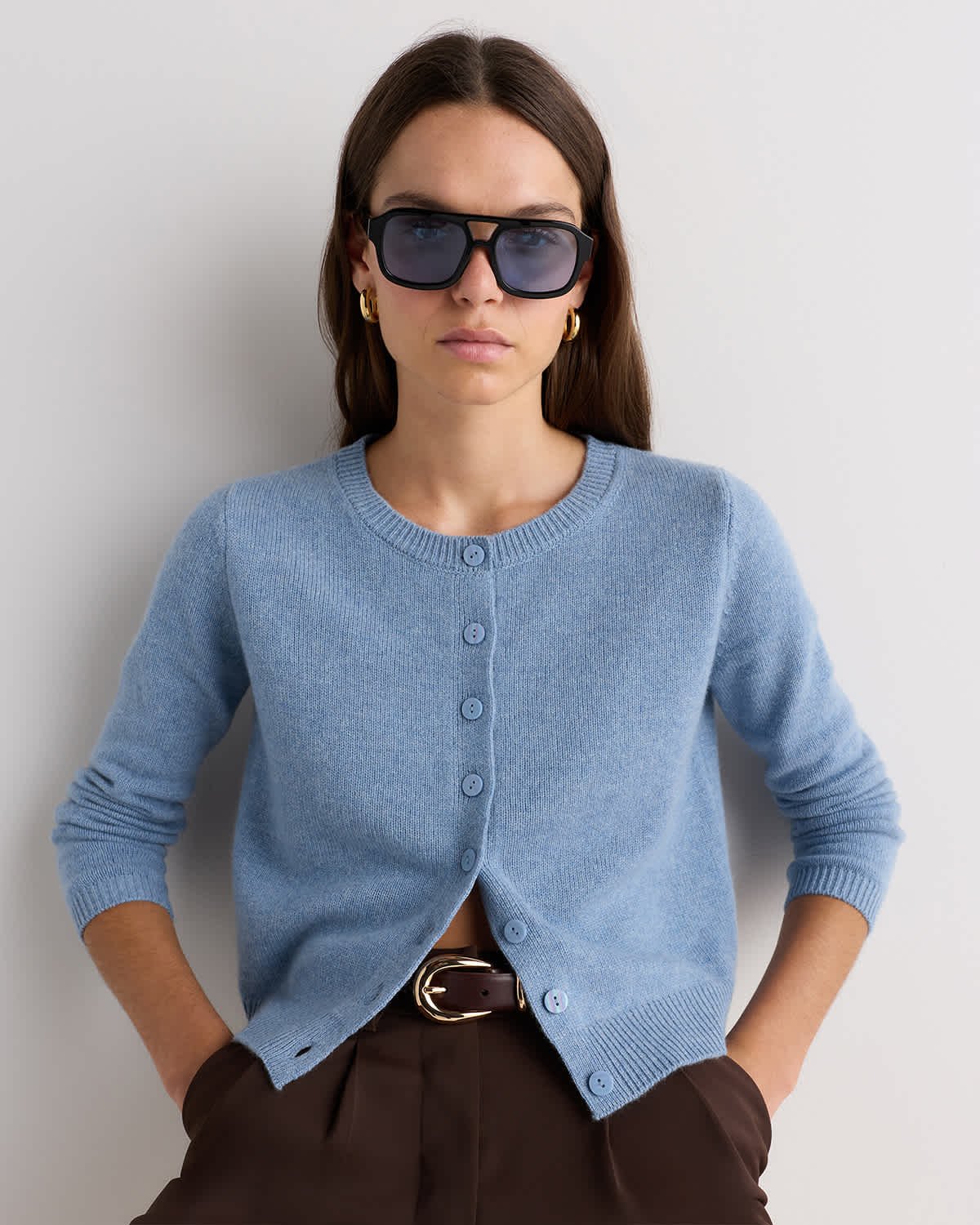 Mongolian Cashmere Cropped Crew Cardigan - 图片 5