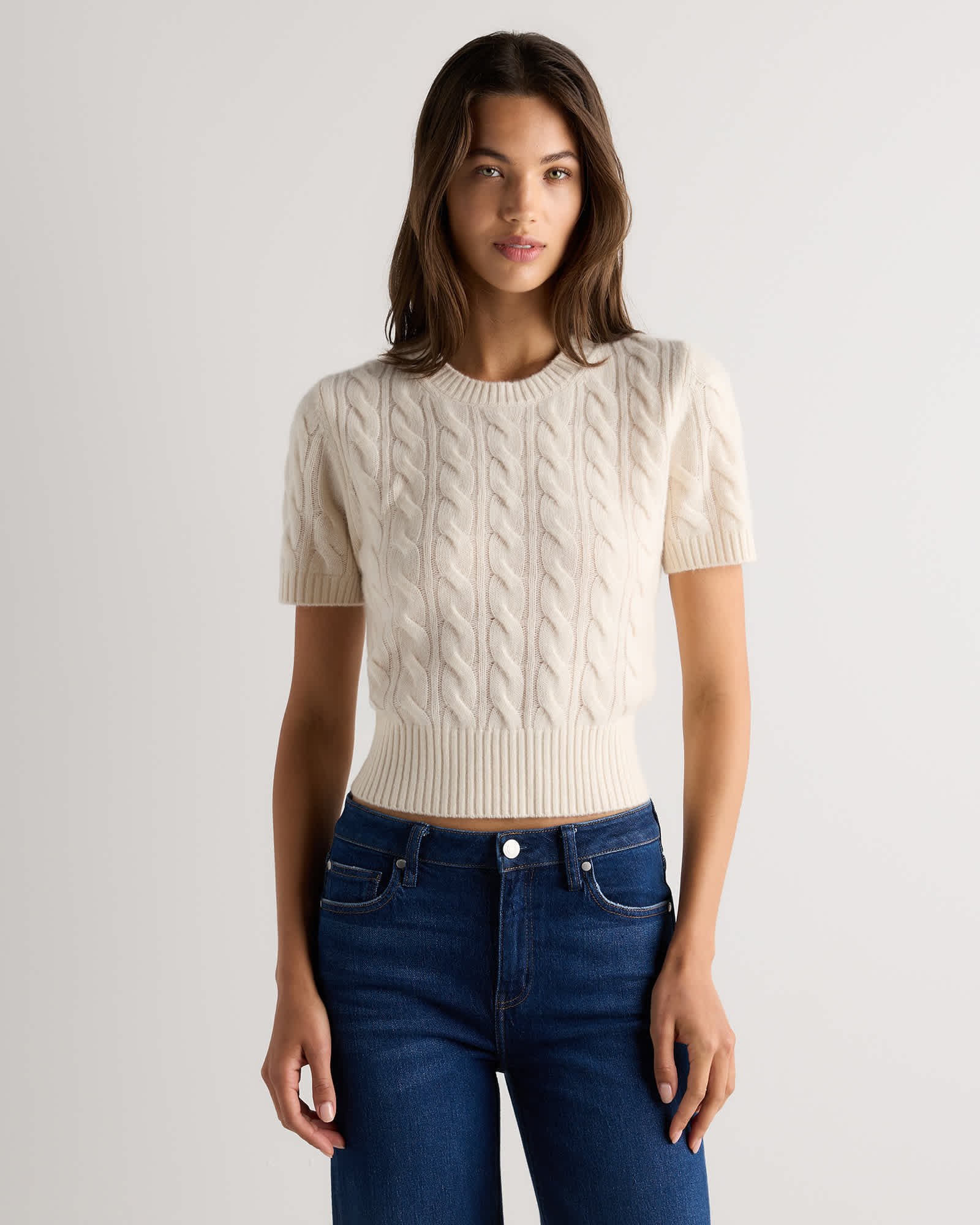 Women's Mongolian Cashmere Cable Tee