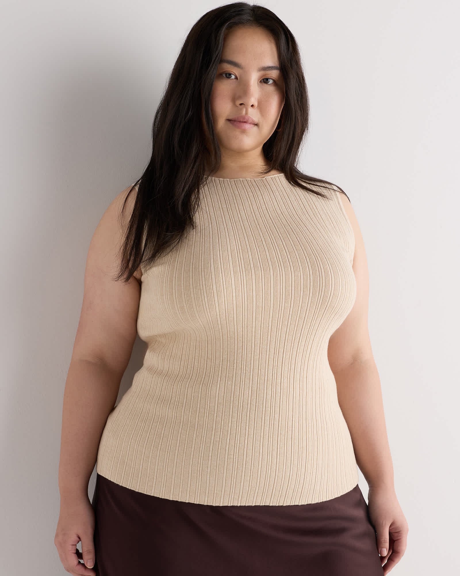 Women's Plus Size Cotton Cashmere Ribbed Tank