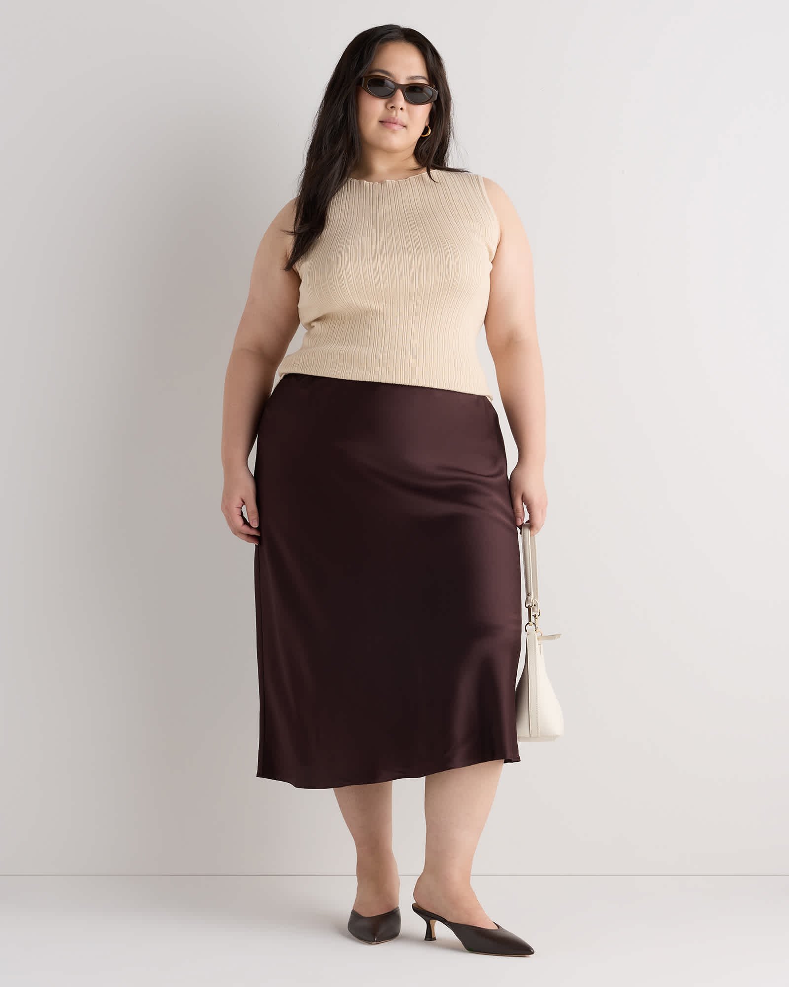 Women's Plus Size Cotton Cashmere Ribbed Tank - 图片 2
