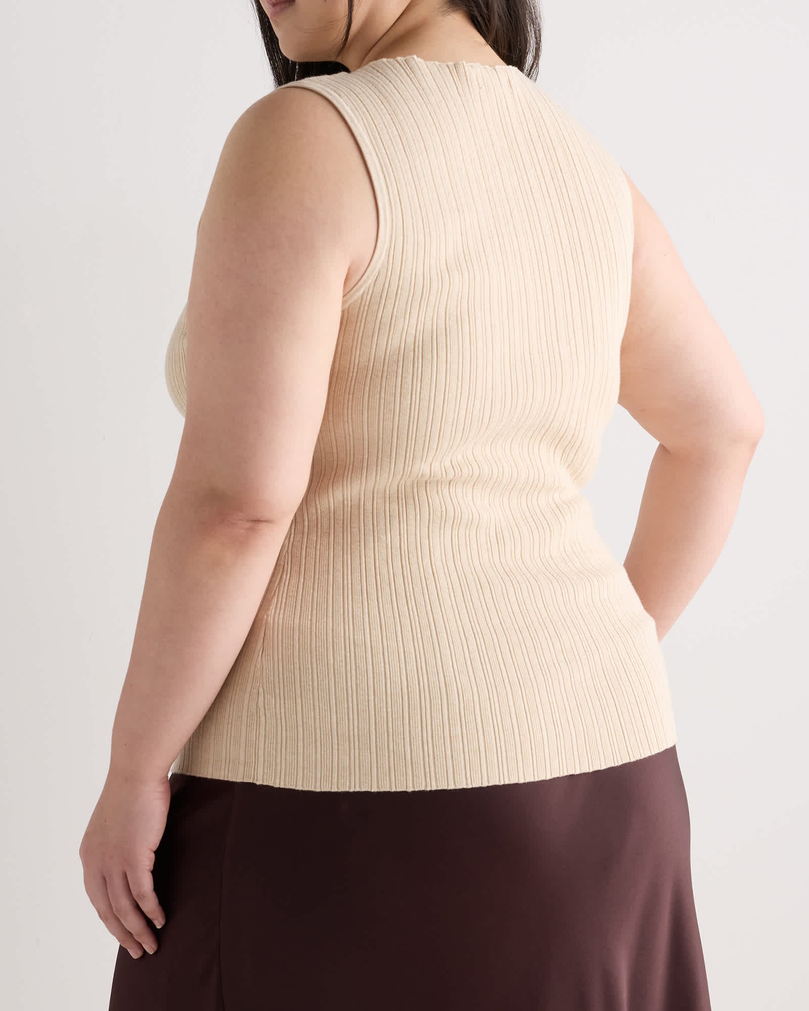 Women's Plus Size Cotton Cashmere Ribbed Tank - 图片 6