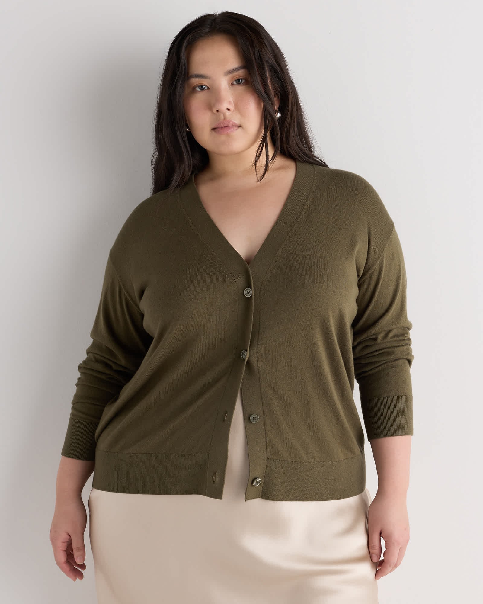 Lightweight Cotton Cashmere Cardigan - Plus Size