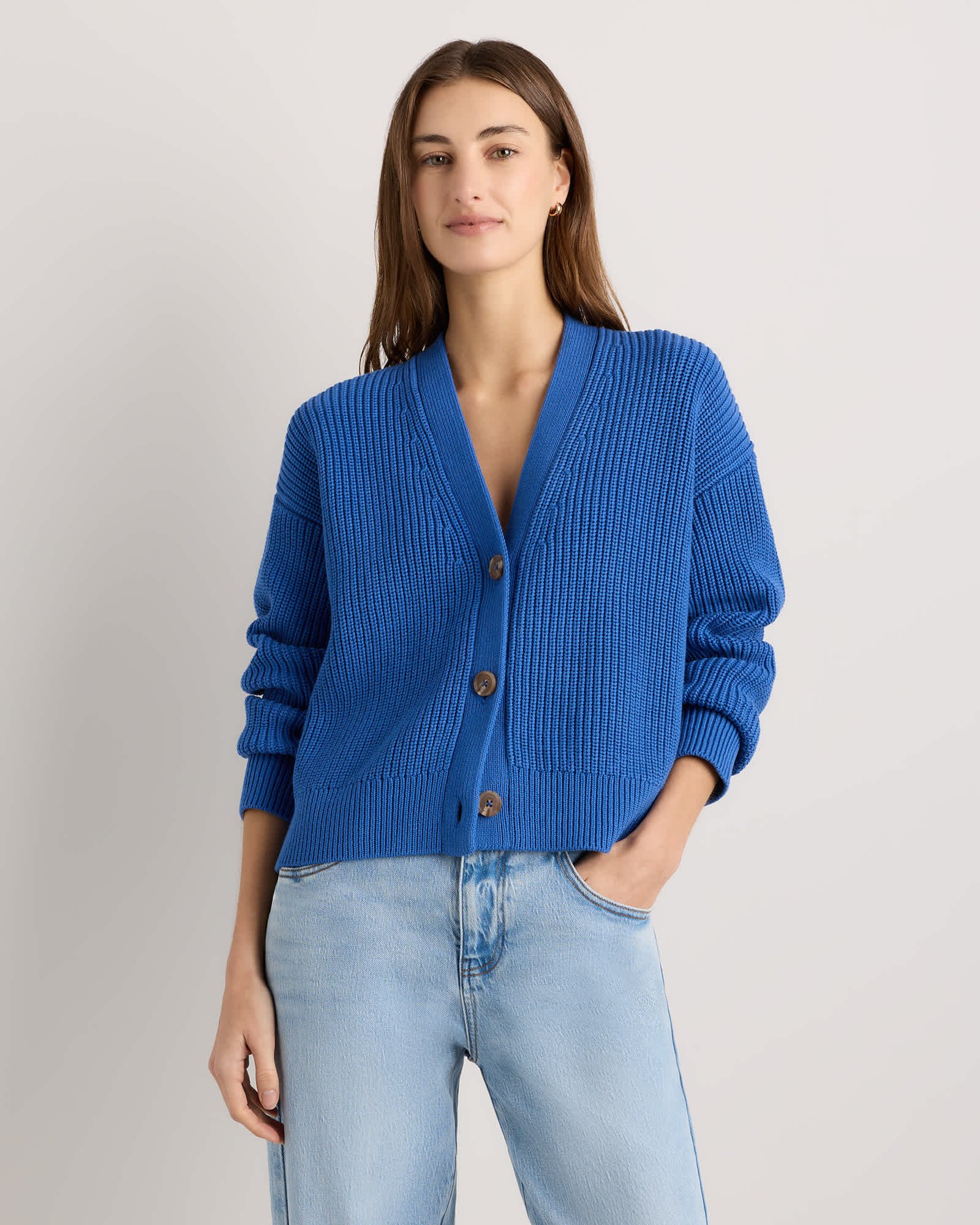 100% Organic Cotton Fisherman Boxy Cropped Cardigan