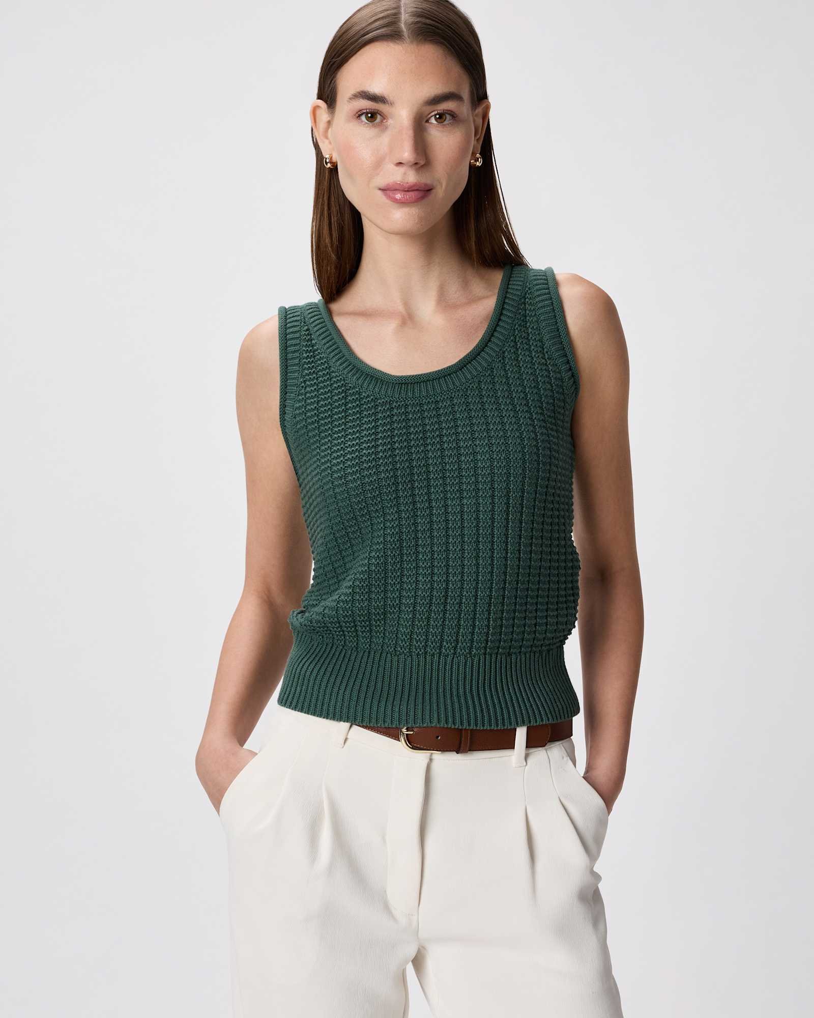 100% Organic Cotton Waffle Cropped Sweater Tank