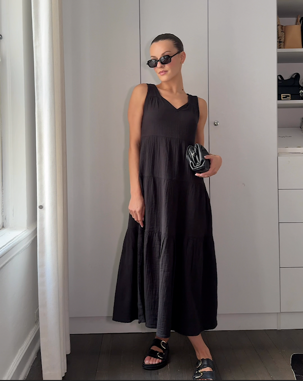 100% Organic Cotton Gauze Tiered Maxi Dress - 图片 6